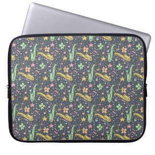 Capa Para Notebook Bolsa de laptop de Padrão Retrosaxofone Escuro