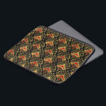 Capa Para Notebook Bolsa de laptop de padrões Dourado e vermelho Art<br><div class="desc">Dourado e vermelho Art Deco padrão sem descontinuidades em um plano de fundo preto mutável.</div>