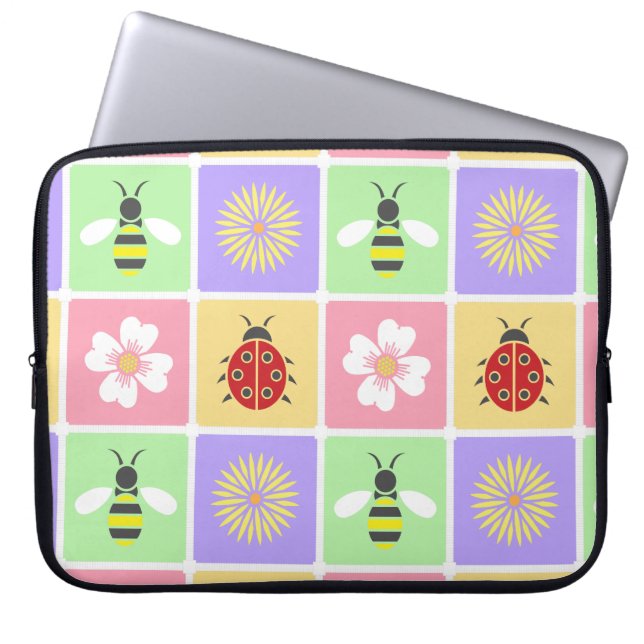 Capa Para Notebook Bolsa de laptop de patches de primavera (Frente)