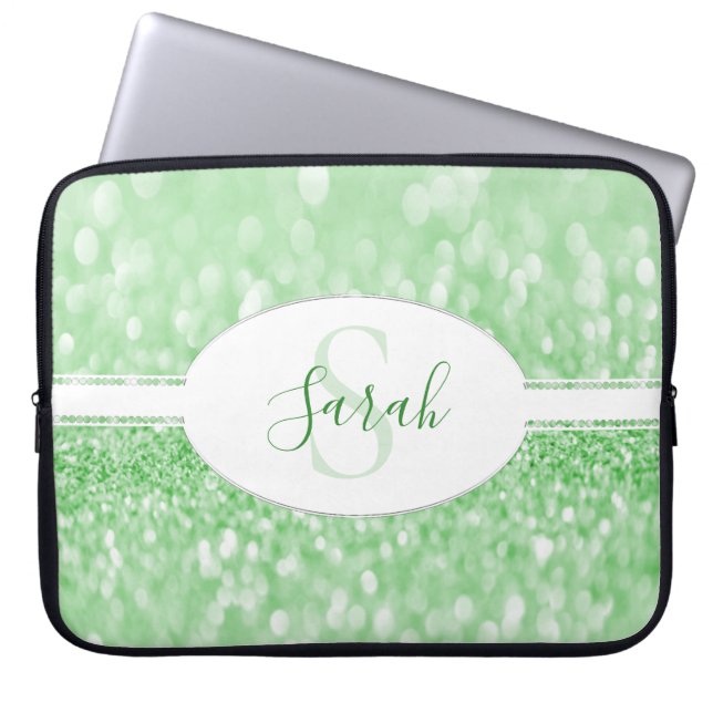 Capa Para Notebook Bolsa de laptop de Personalização de Brilho Verde (Frente)