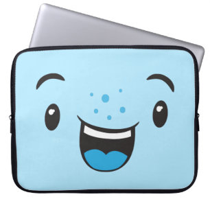 Capa Para Notebook Bolsa de laptop de rosto Kawaii sorridente azul