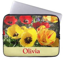 Capa Para Notebook Bolsa de laptop de Tulipas Amarelas e Vermelhas
