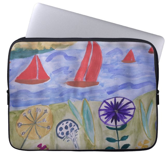 Capa Para Notebook Bolsa de laptop de velas e flores vermelhas (Frente)