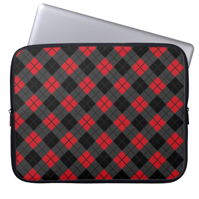 Capa Para Notebook Bolsa de laptop de verificação da Xadrez vermelha  (Frente)