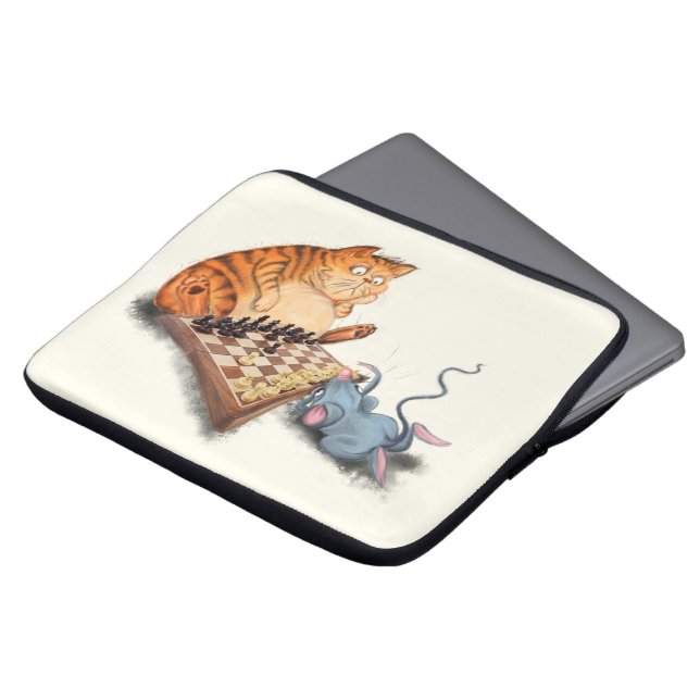 Capa Para Notebook Bolsa de laptop de xadrez para gatos e ratos (Frente Topo)