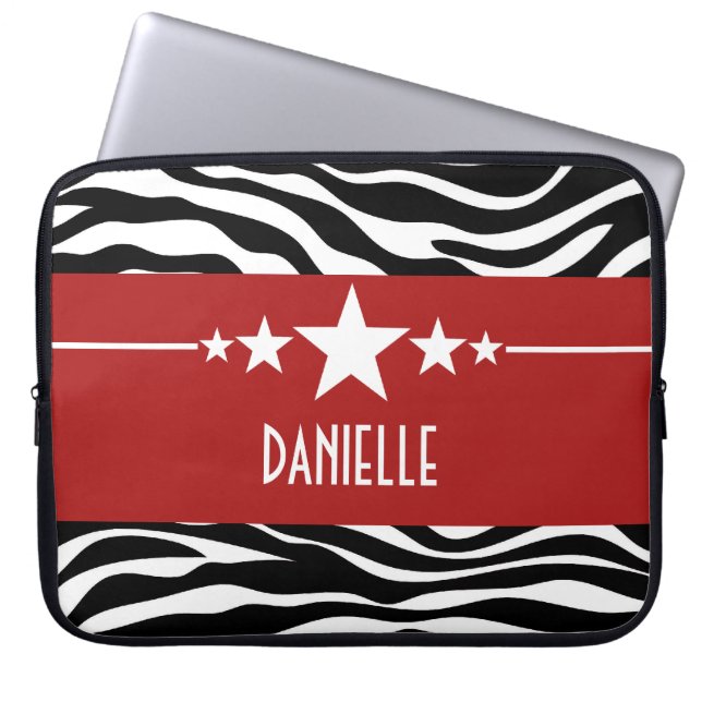 Capa Para Notebook Bolsa de laptop de Zebra Estrela Vermelha (Frente)