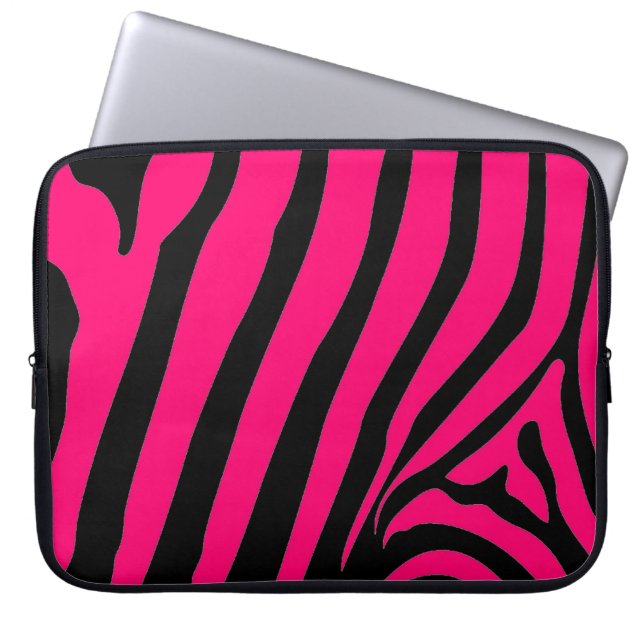 Capa Para Notebook Bolsa de laptop de Zebra Rosa Stripe (Frente)