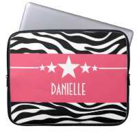 Bolsa de laptop de Zebra Sassy Star Rosa