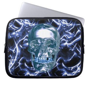 Capa Para Notebook Bolsa de laptop do crânio azul-elétrico