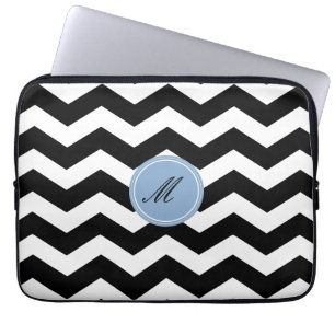 Capa Para Notebook Bolsa de laptop do padrão Chevron preto