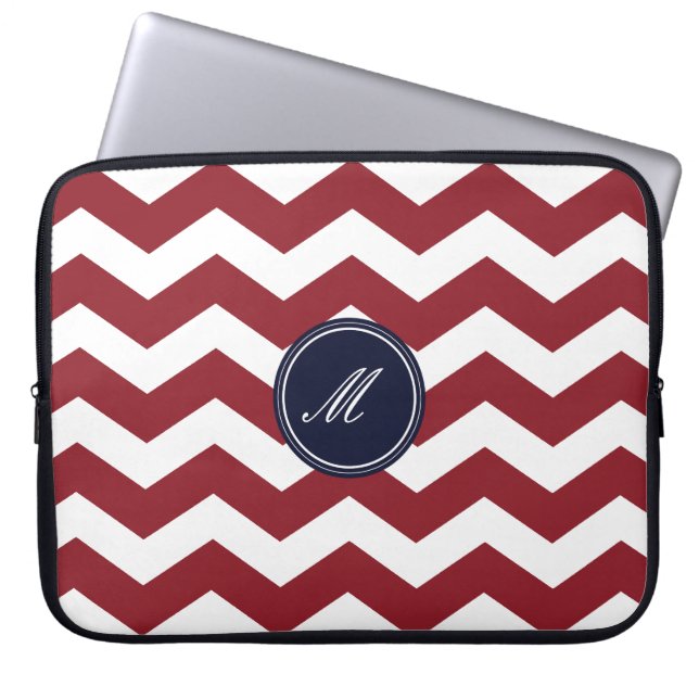 Capa Para Notebook Bolsa de laptop do padrão Maroon Chevron (Frente)