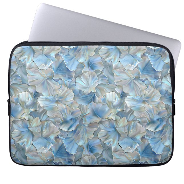Capa Para Notebook Bolsa de laptop do Padrão Petal Pearl Azul Iridesc (Frente)