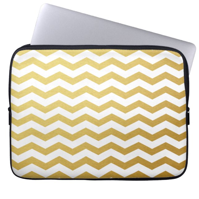 Capa Para Notebook Bolsa de laptop Dourada do padrão Chevron (Frente)