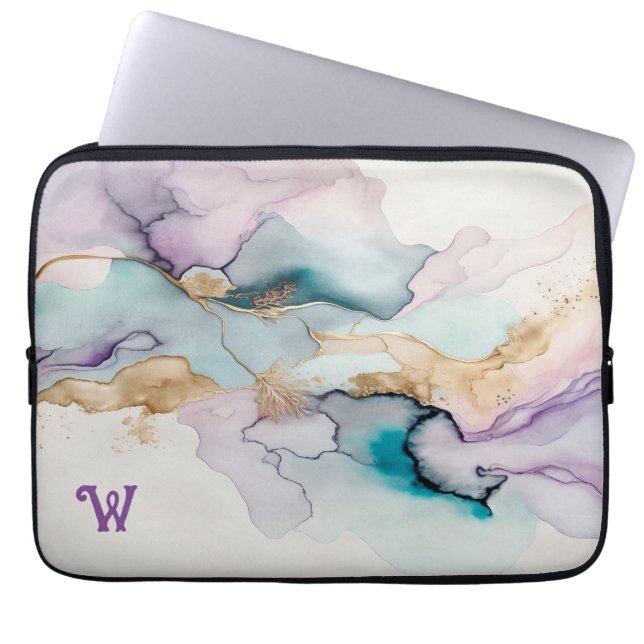Capa Para Notebook Bolsa de laptop Elegante de Neoprene Roxo e Teal (Frente)