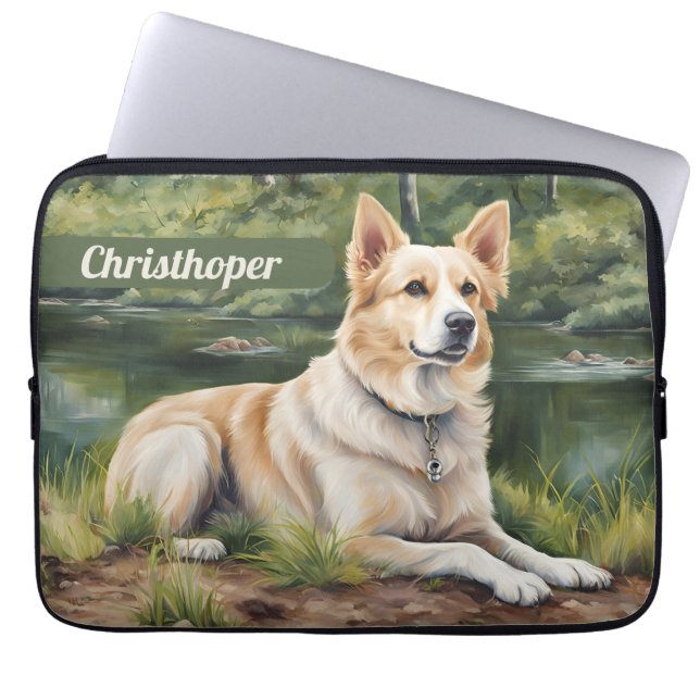 Capa Para Notebook Bolsa de laptop elegante personalizada com cão ado (Frente)