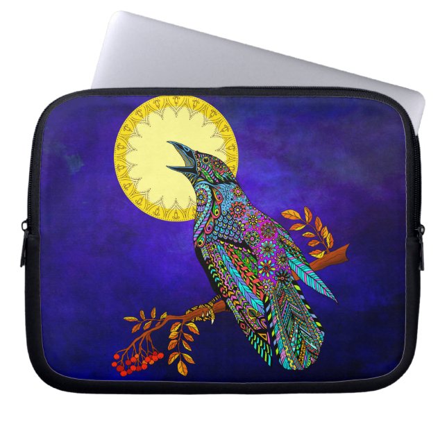 Capa Para Notebook Bolsa de laptop Elétrica de Neoprene Crow (Frente)