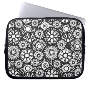 Capa Para Notebook bolsa de laptop floral a preto e branco