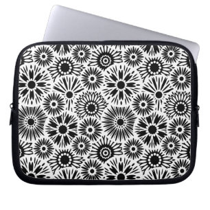 Capa Para Notebook bolsa de laptop floral a preto e branco