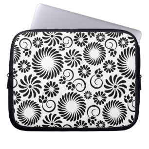 Capa Para Notebook bolsa de laptop floral a preto e branco