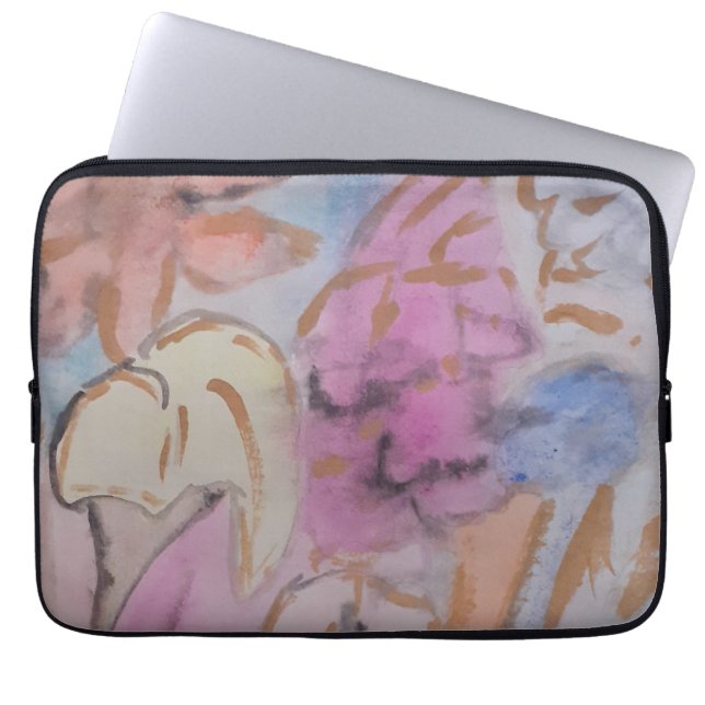Capa Para Notebook Bolsa de laptop Floral abstrato Pastel (Frente)
