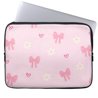 Capa Para Notebook “Bolsa de laptop Floral Coração com Laço Fofo