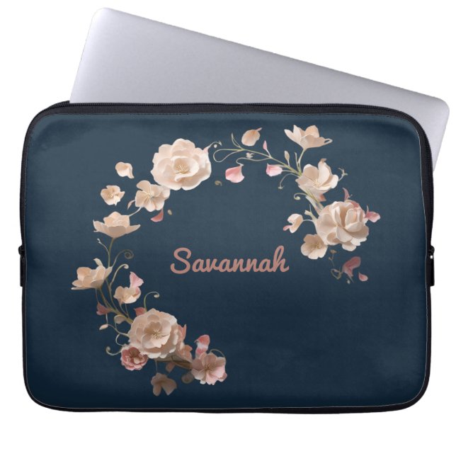 Capa Para Notebook Bolsa de laptop Floral de Neoprene Personalizada (Frente)
