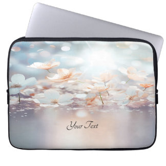 Capa Para Notebook Bolsa de laptop Floral de Pêssego Branco