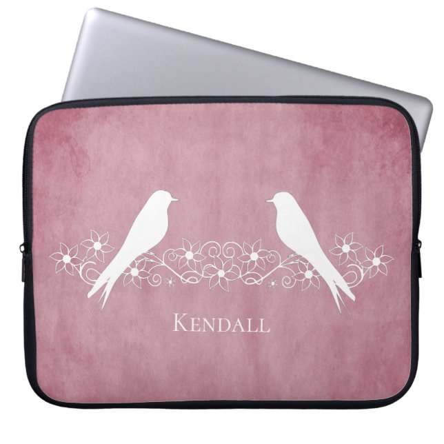 Capa Para Notebook Bolsa de laptop Floral de Vinha Rosa (Frente)