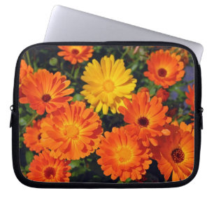Capa Para Notebook Bolsa de laptop floral de zinnia laranja