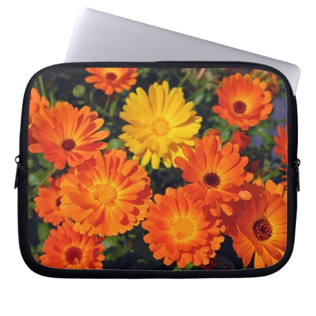 Capa Para Notebook Bolsa de laptop floral de zinnia laranja (Frente)