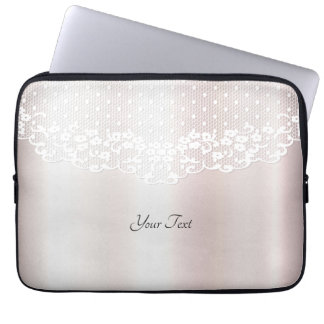 Capa Para Notebook Bolsa de laptop Floral Elegante White Lace