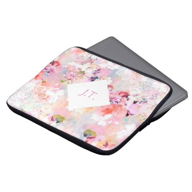 Capa Para Notebook Bolsa de laptop Floral Personalizada (Frente Topo)