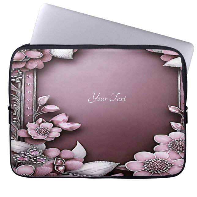 Capa Para Notebook Bolsa de laptop Floral Rosa (Frente)