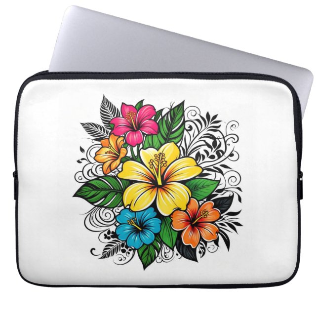 Capa Para Notebook Bolsa de laptop Floral Vibrante (Frente)