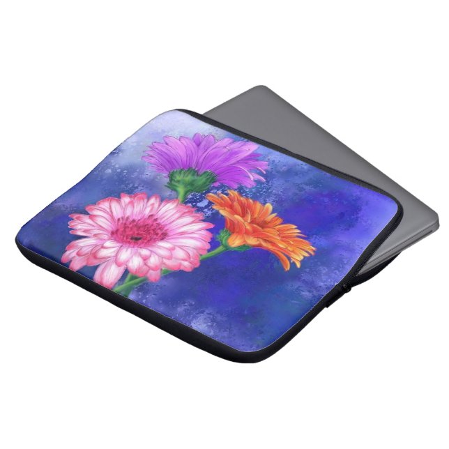 Capa Para Notebook Bolsa de laptop Gerberas de Três Cores (Frente Topo)
