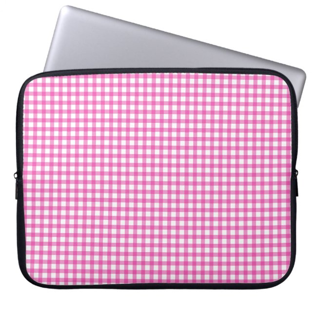 Capa Para Notebook Bolsa de laptop Gingham Rosa (Frente)