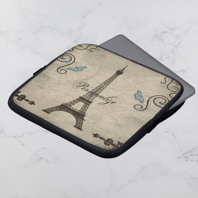 Capa Para Notebook Bolsa de laptop Grunge Torre Eiffel (Eiffel Tower Grunge Personalized Laptop Sleeve)