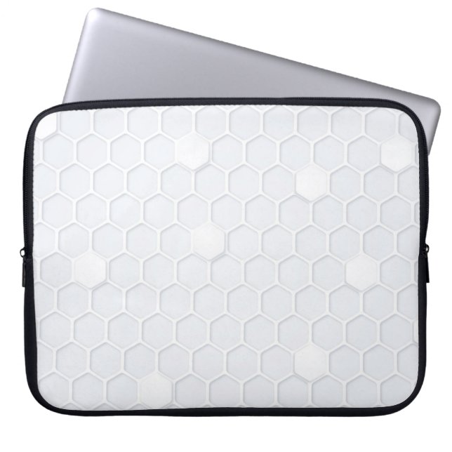Capa Para Notebook Bolsa de laptop Hexagonal de Cinzas Brancas Modern (Frente)