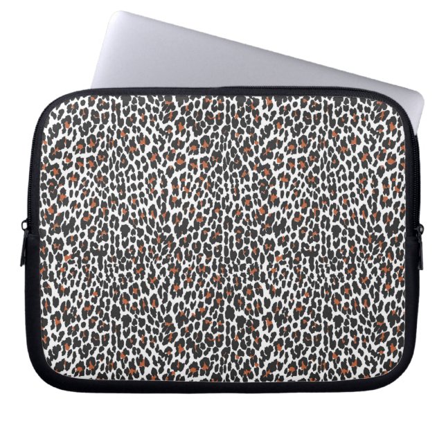 Capa Para Notebook Bolsa de laptop-Impressão de-pele branca-leopardo (Frente)