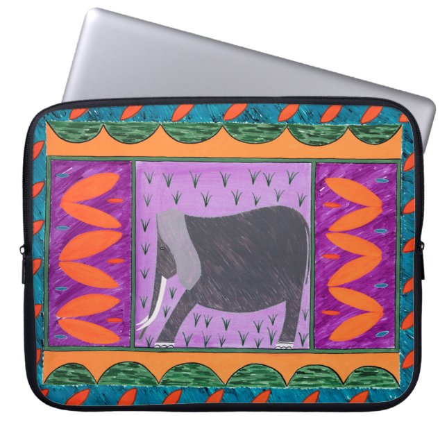 Capa Para Notebook Bolsa de laptop Laranja do Elefante Queniano (Frente)