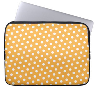 Capa Para Notebook Bolsa de laptop Laranja e Bolinhas Branca