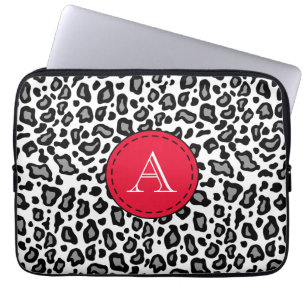 Capa Para Notebook Bolsa de laptop-leopardo branco monograma