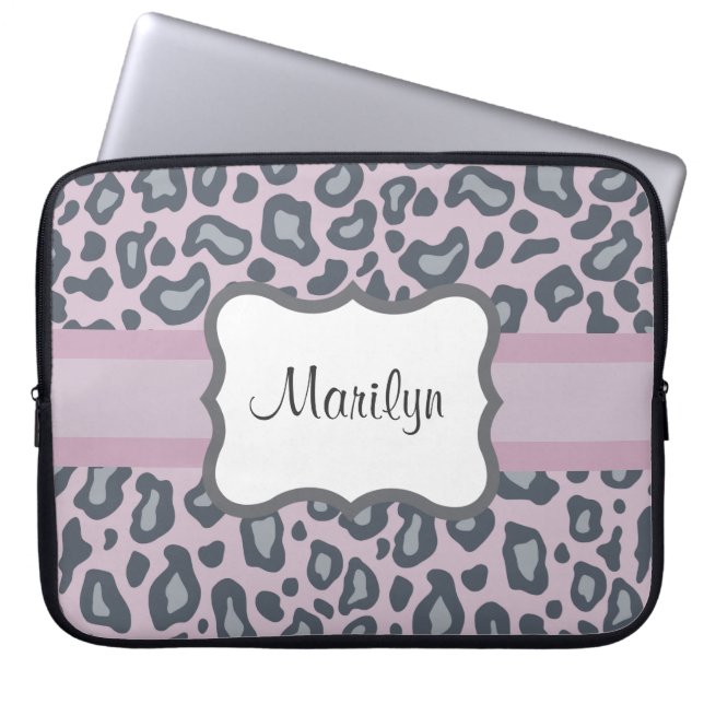 Capa Para Notebook Bolsa de laptop-leopardo de Lavanda personalizada (Frente)