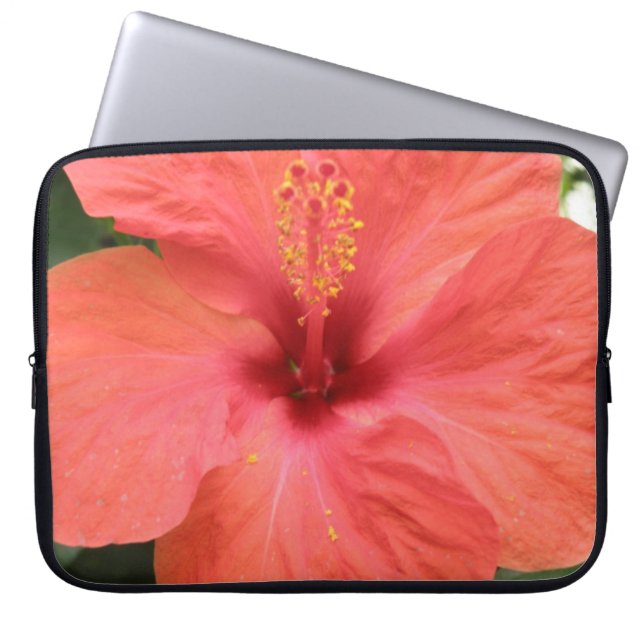 Capa Para Notebook Bolsa de laptop macro de Flor do Orange Hibiscus (Frente)