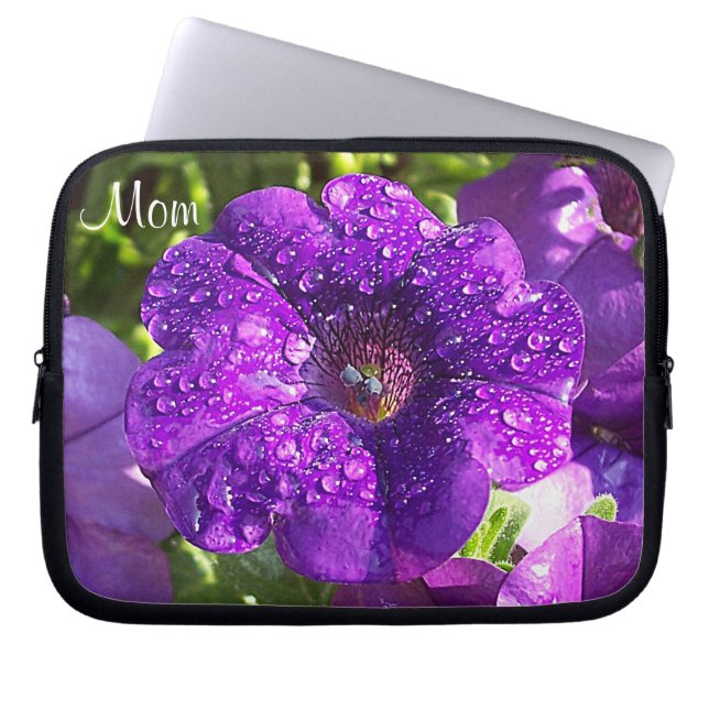 Capa Para Notebook Bolsa de laptop "Mãe" do Jardim de Petunia Roxo (Frente)