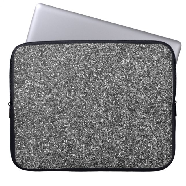 Capa Para Notebook Bolsa de laptop Metálico de Sparkle de Silver Glit (Frente)