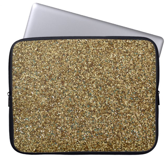Capa Para Notebook Bolsa de laptop Metálico Glitter Dourada (Frente)