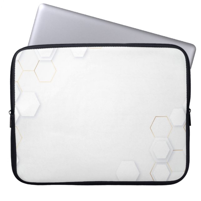 Capa Para Notebook Bolsa de laptop moderna de padrão hexagonal Dourad (Frente)