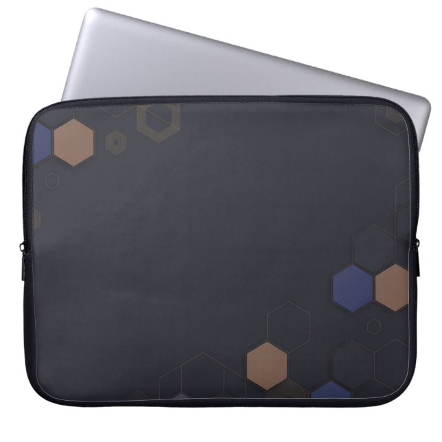Capa Para Notebook Bolsa de laptop moderna de padrão hexagonal escuro (Frente)