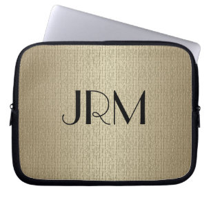 Capa Para Notebook Bolsa de laptop - Monograma com Fundo de Linen